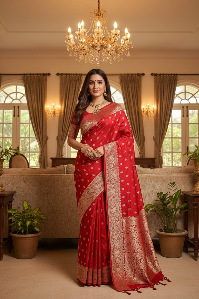 Banarasi red silk saree