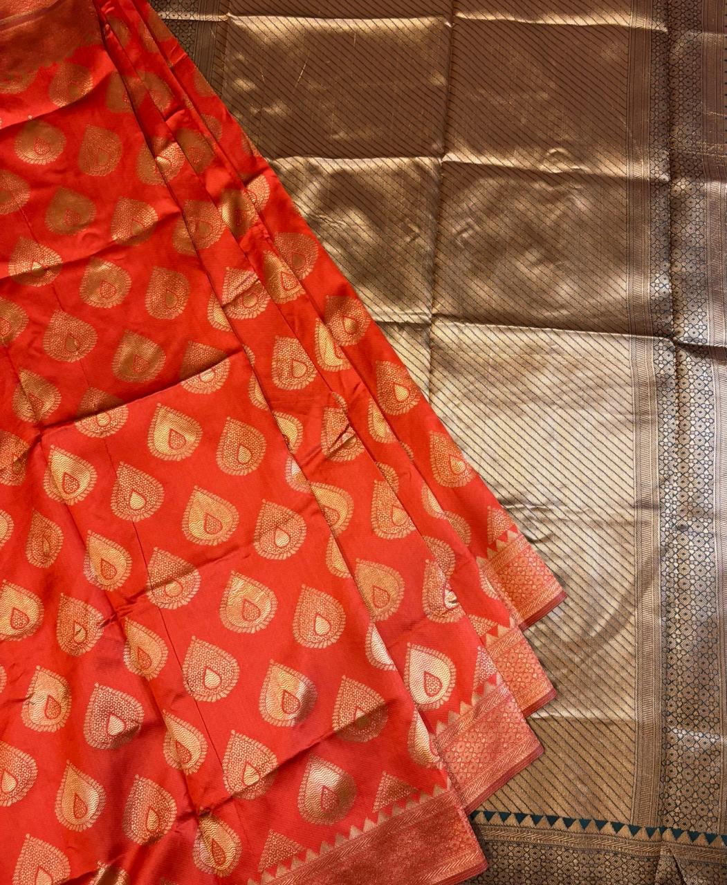 Orange silk saree