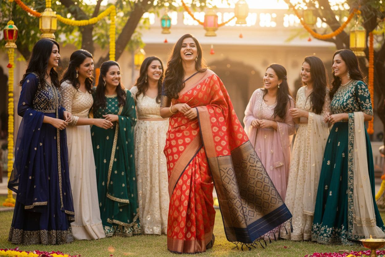 Orange silk saree