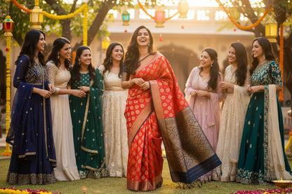 Orange silk saree