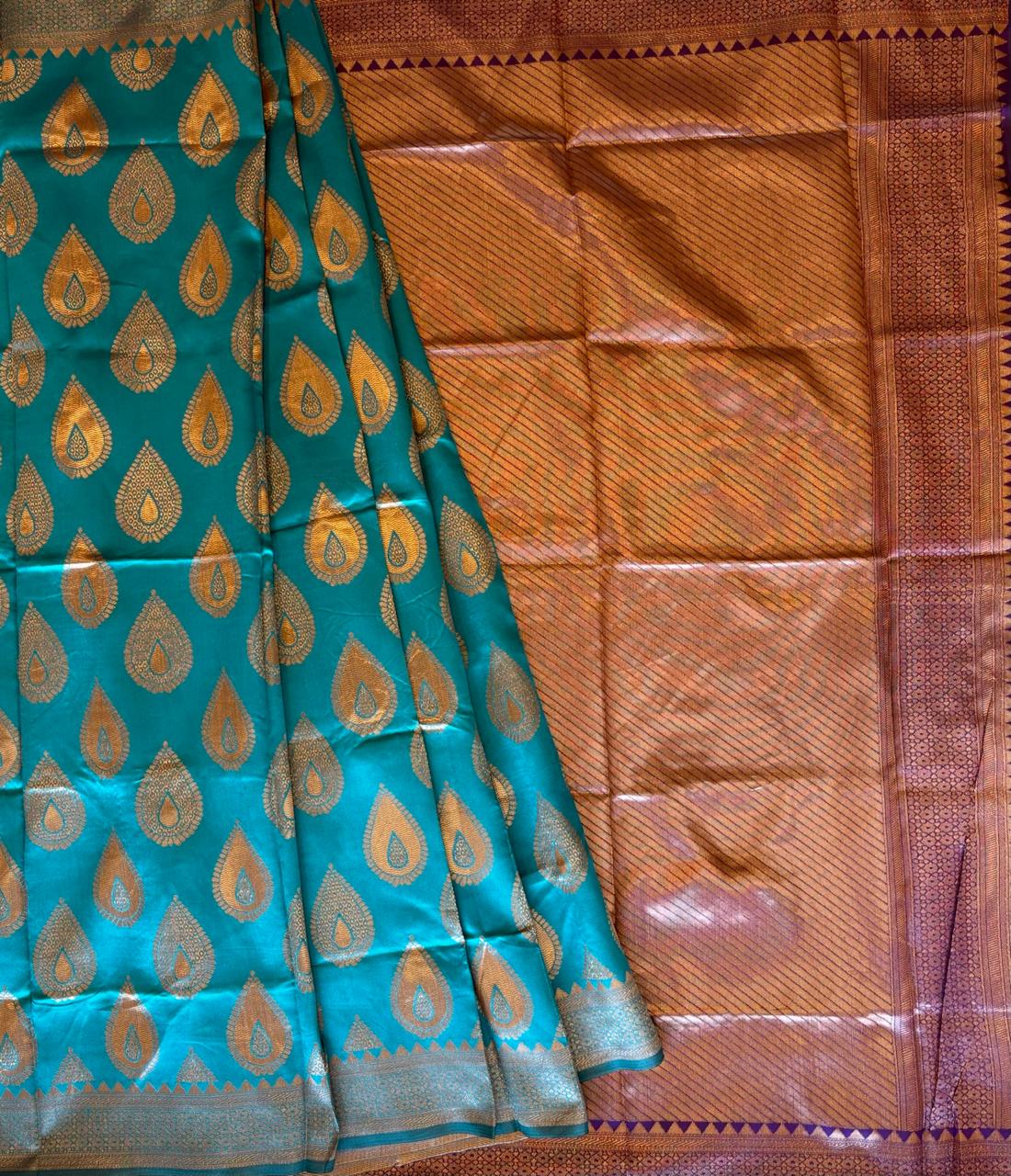 Peaock color silk saree