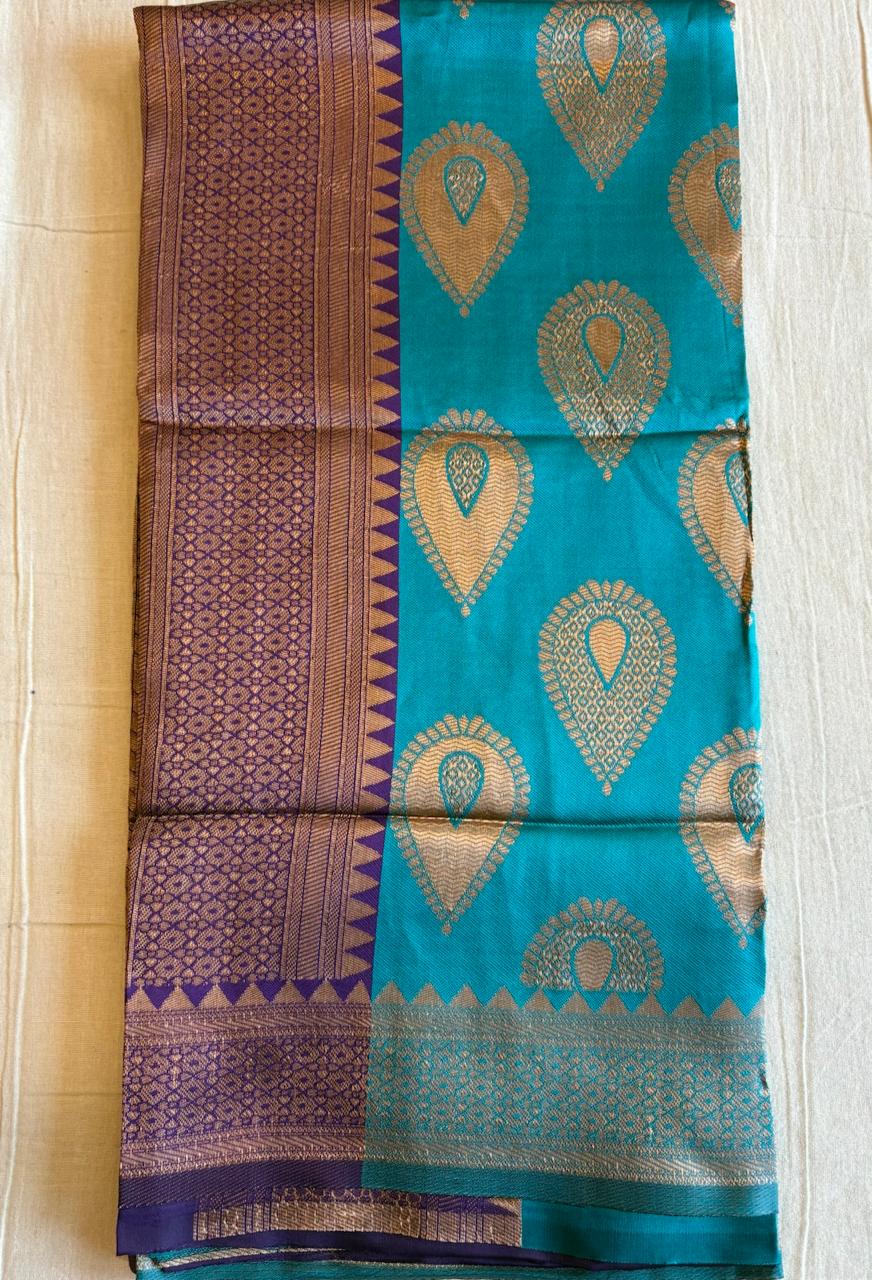 Peaock color silk saree