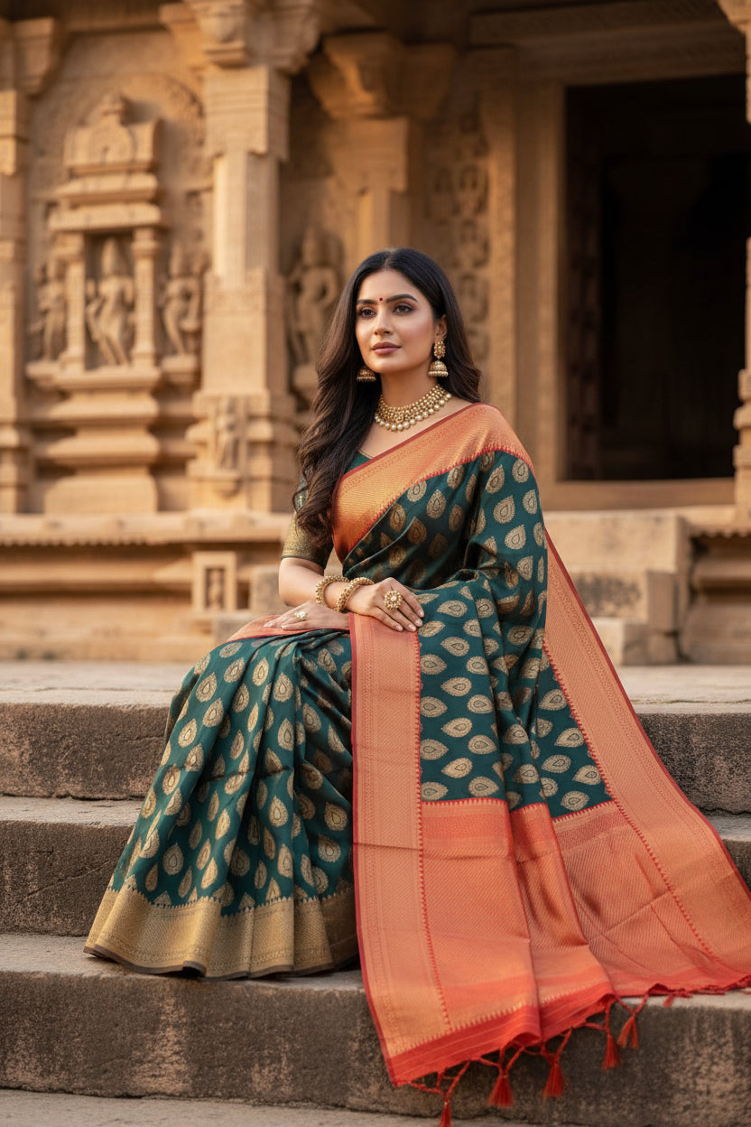 Green silk saree