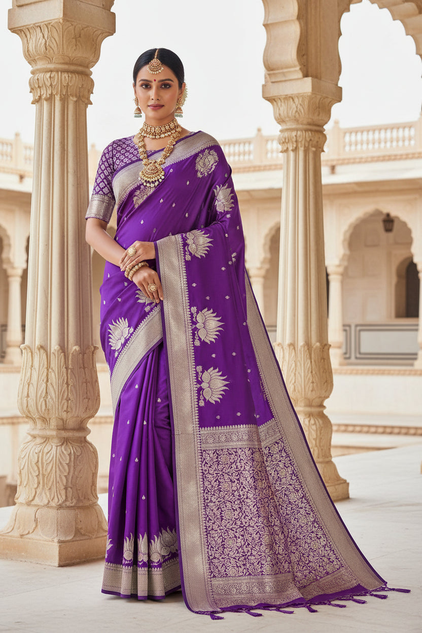 Purple silk saree
