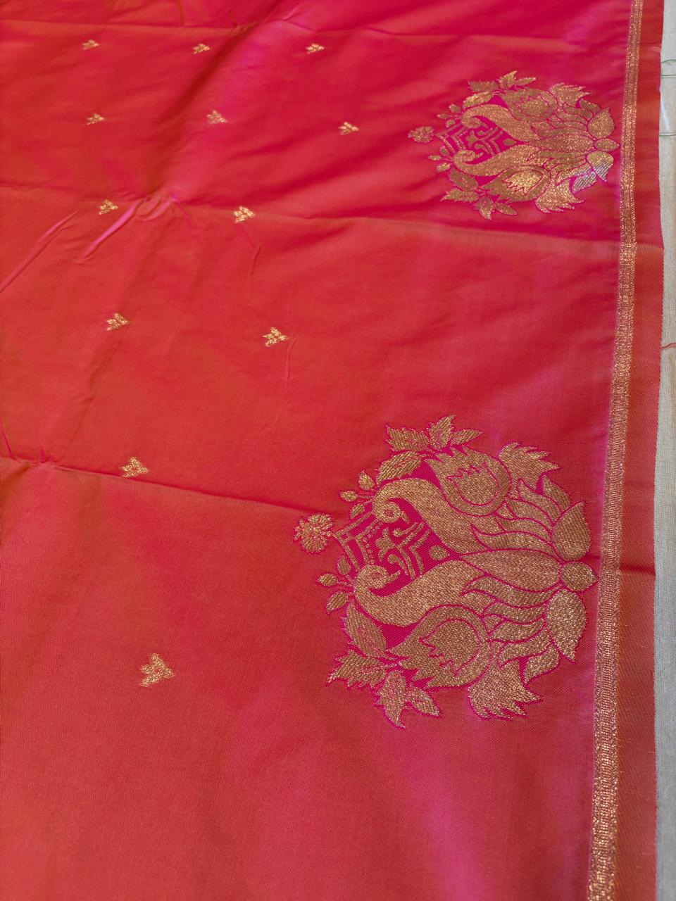 Pink silk saree