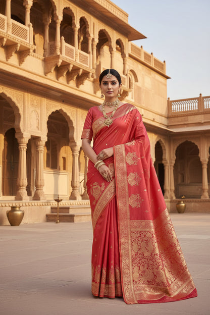 Pink silk saree