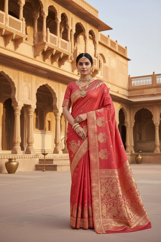 Pink silk saree