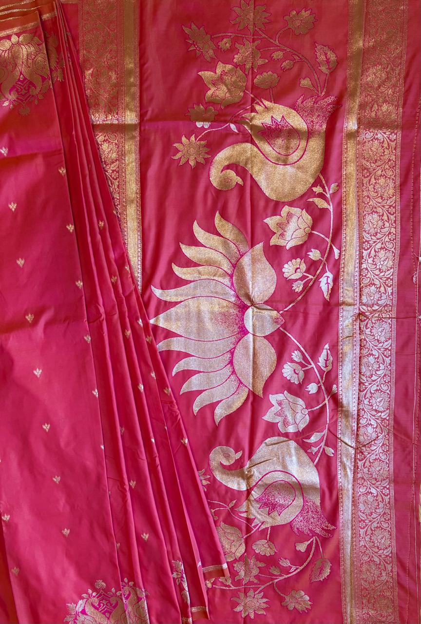Pink silk saree