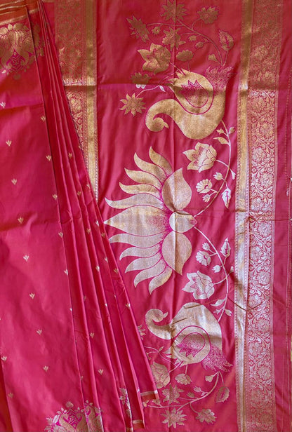 Pink silk saree