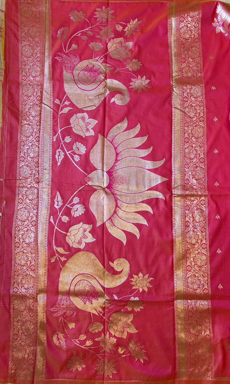 Pink silk saree