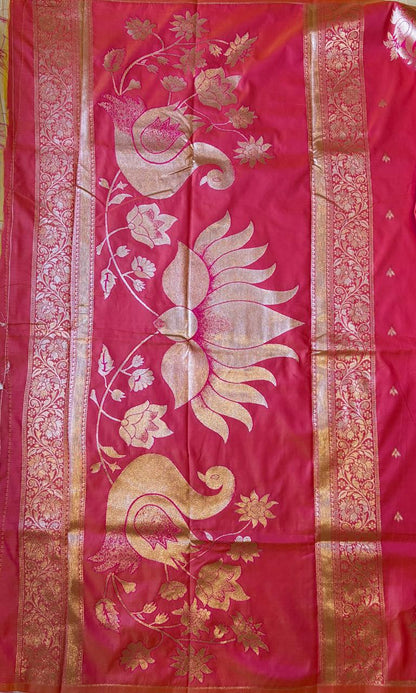 Pink silk saree
