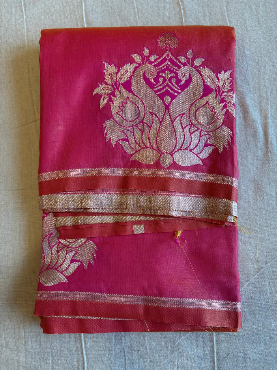 Pink silk saree
