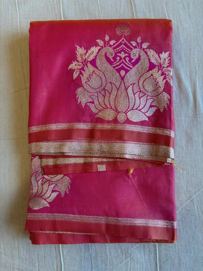 Pink silk saree