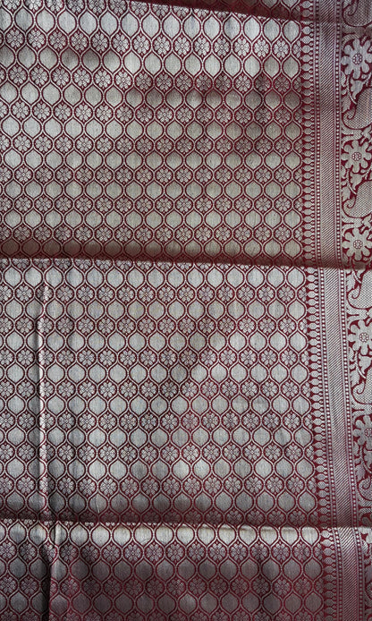 Red Banarasi silk saree