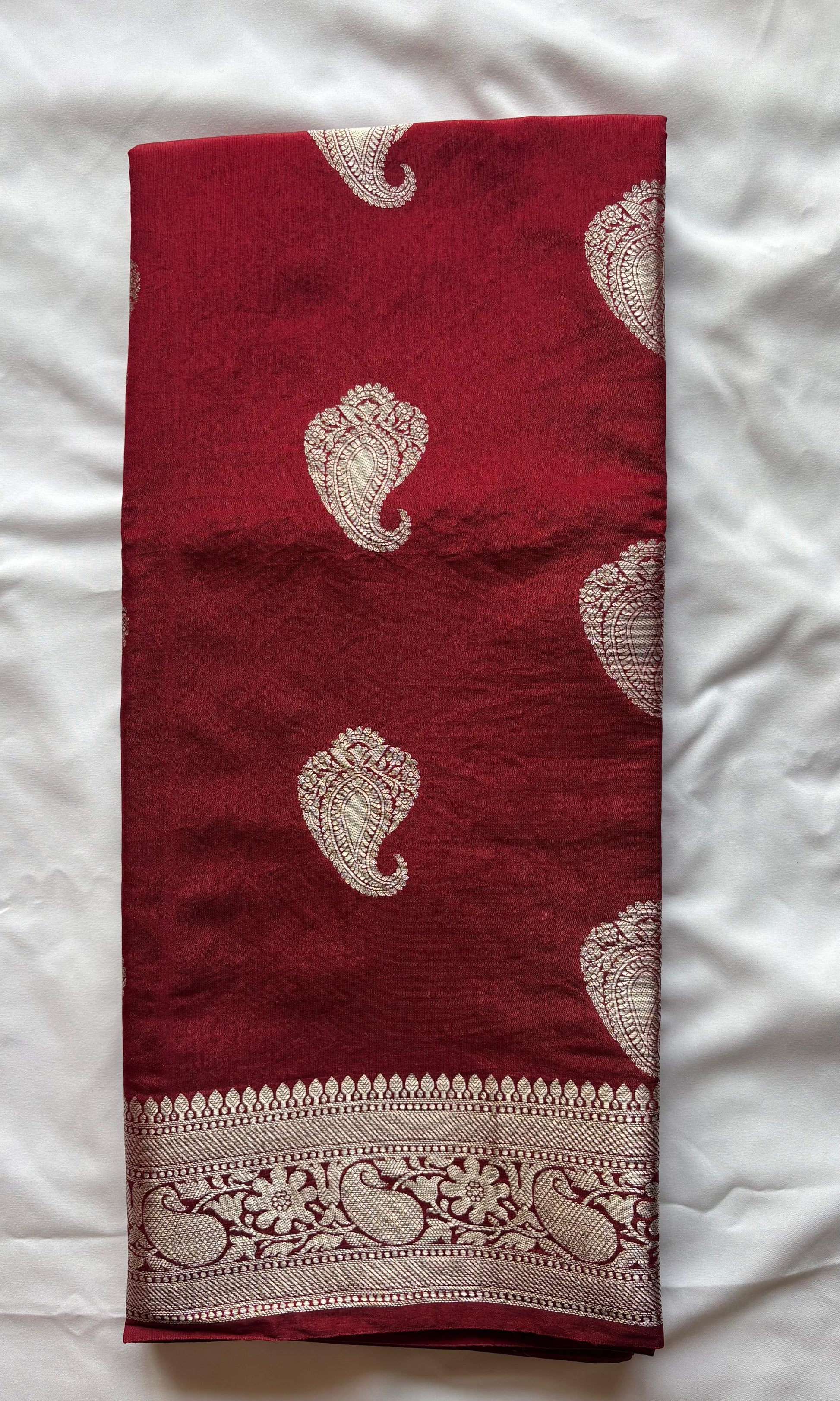 Red Banarasi silk saree