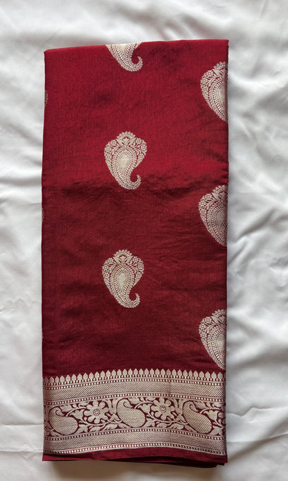 Red Banarasi silk saree