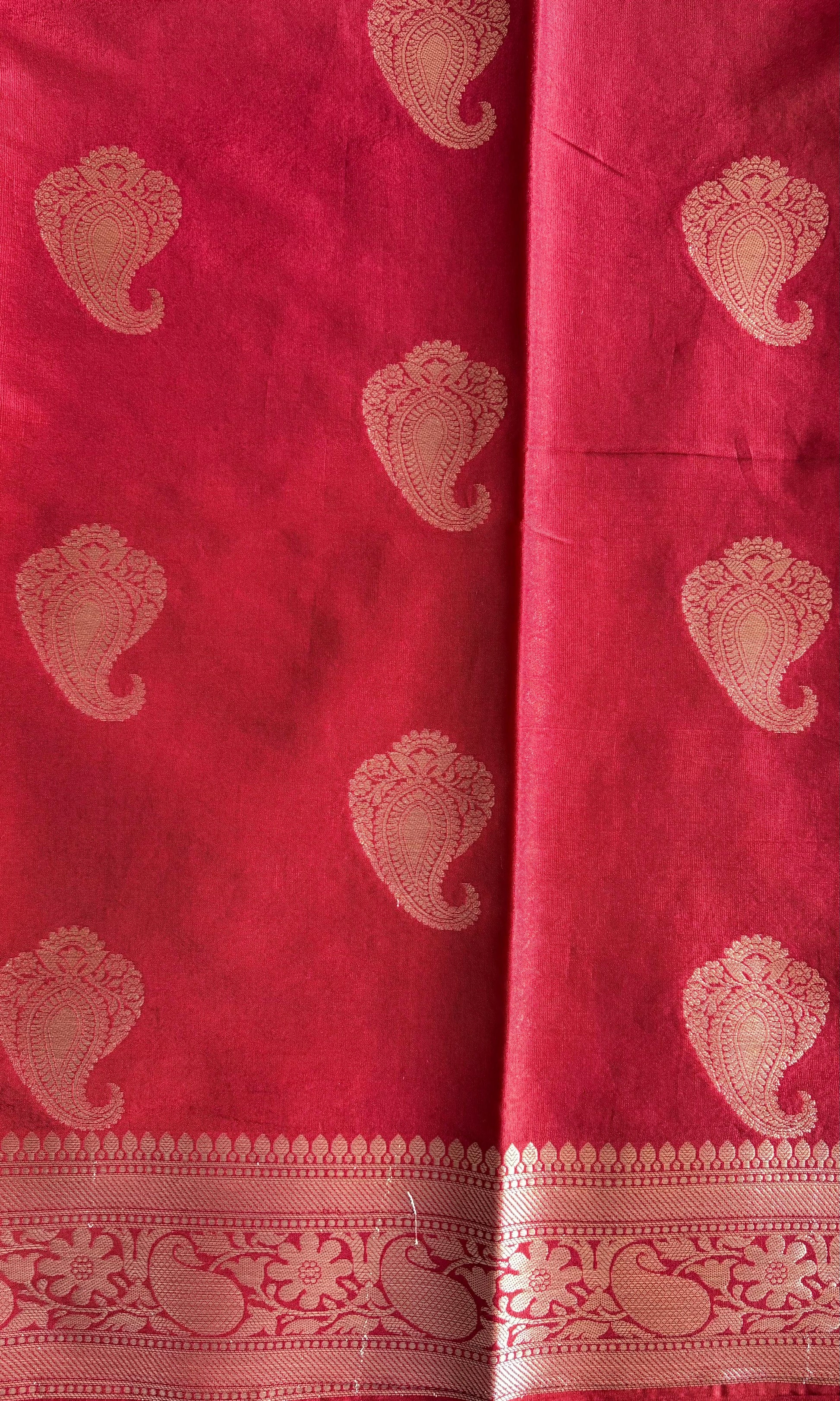 Red Banarasi silk saree
