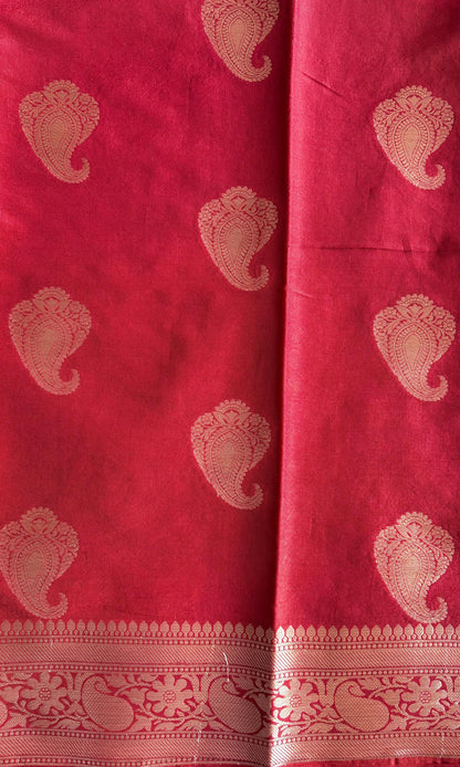 Red Banarasi silk saree