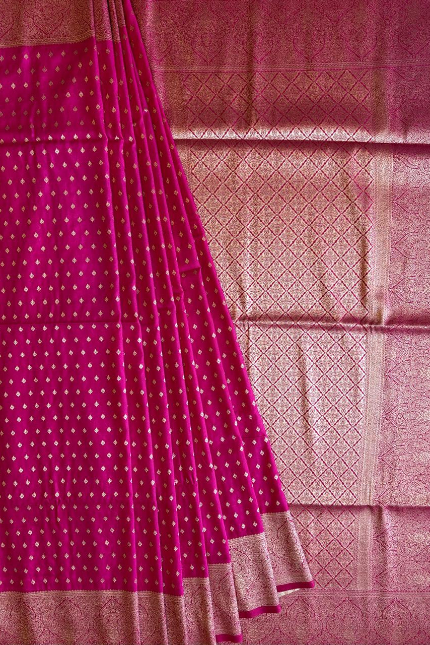 Pink color silk saree 