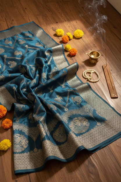 Blue silk saree