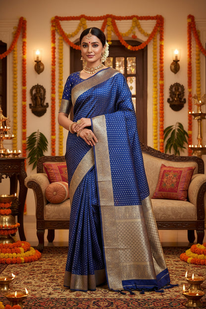 Blue silk saree