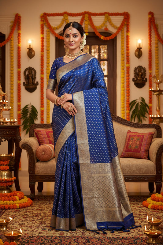 Blue silk saree