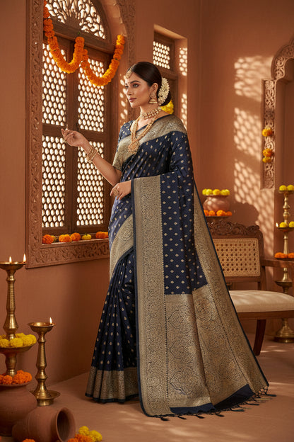 Dark blue silk saree