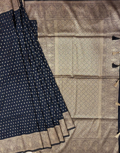 Dark blue silk saree