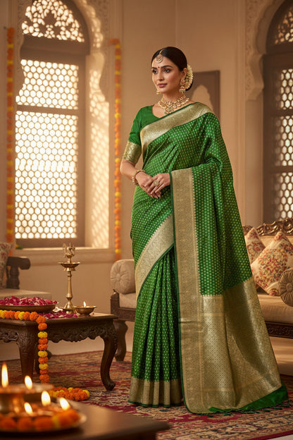 Mehandi   color silk saree