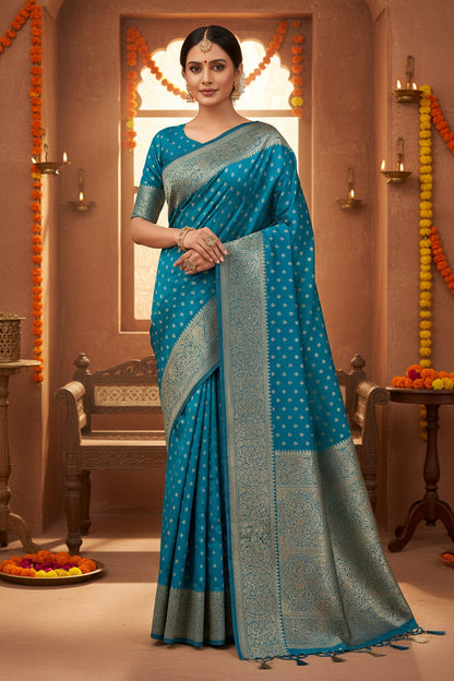 Blue color silk saree
