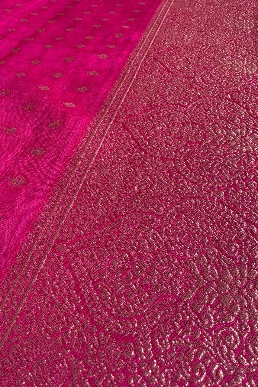 Pink color silk saree 