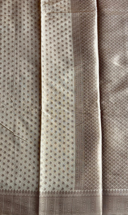 White Banarasi silk saree