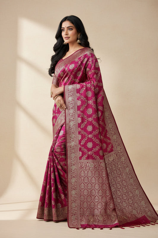 Banarasi Mashru Pink Saree