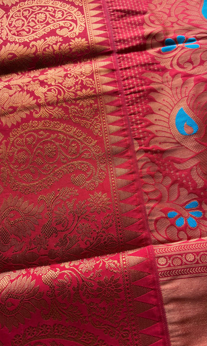 Pistachio color silk saree
