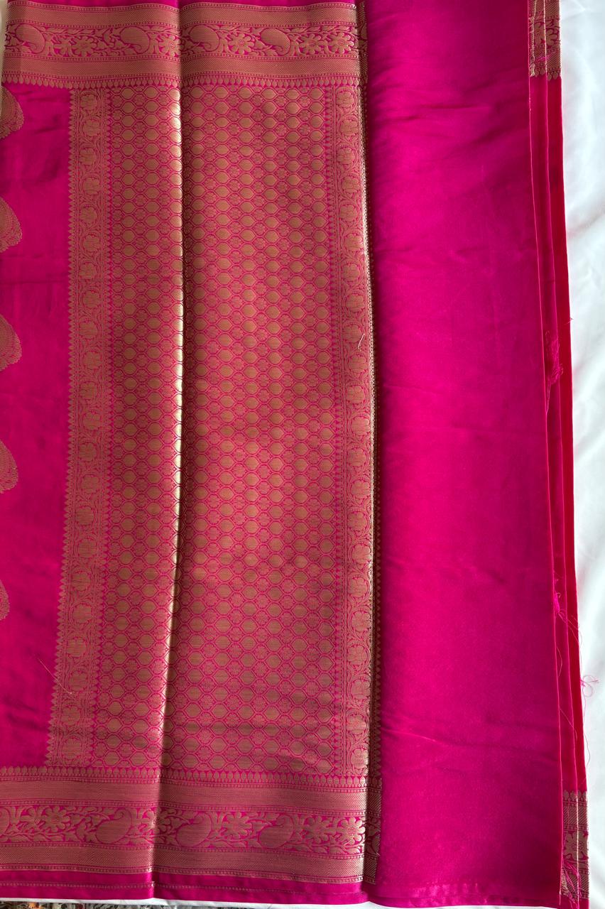 Banarsi pink silk saree