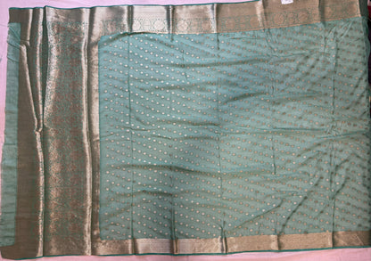 Pista Georgette Saree