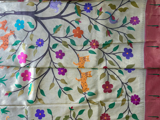 Forest design Paithani Saree