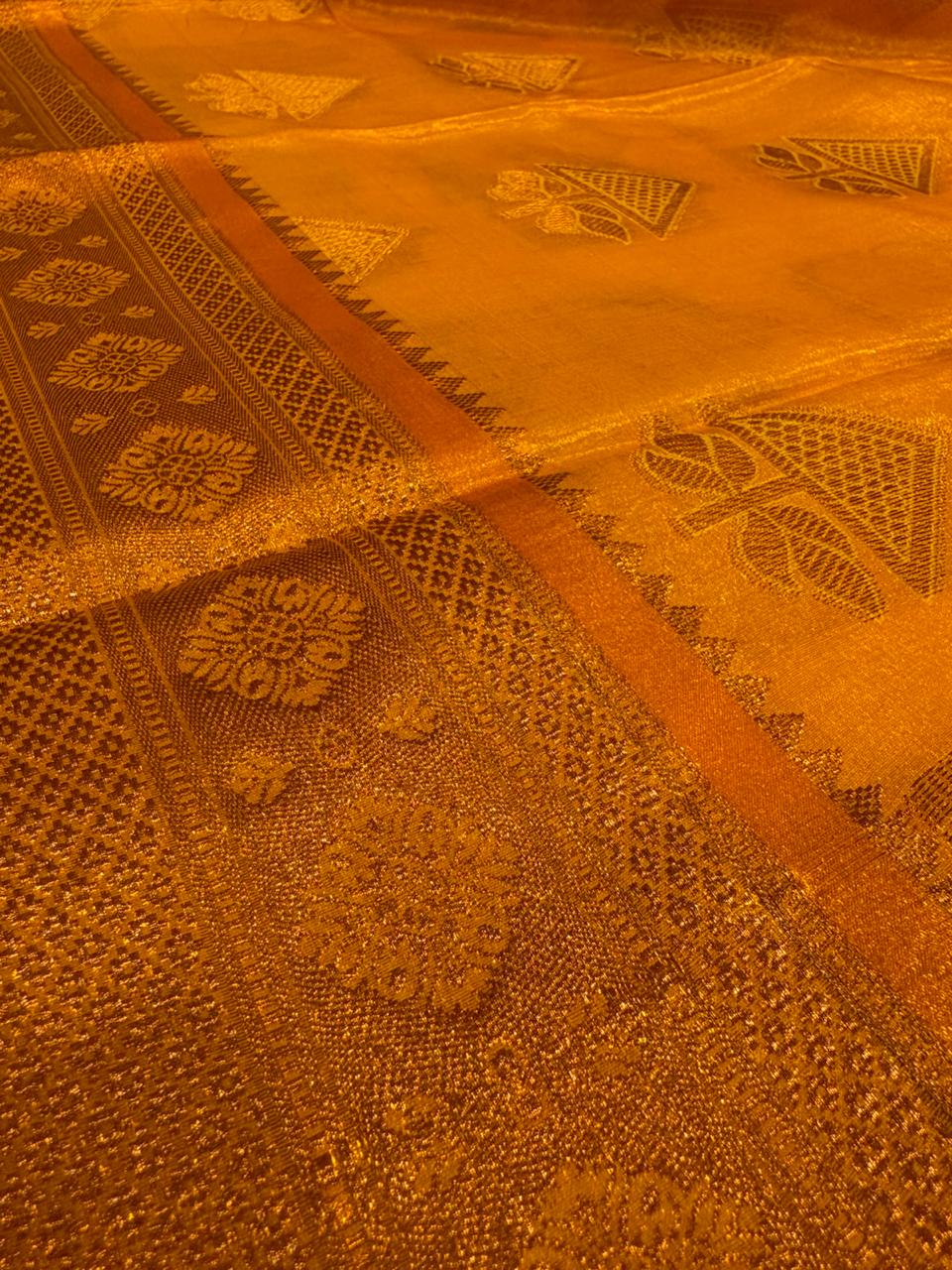 Yellow color silk saree