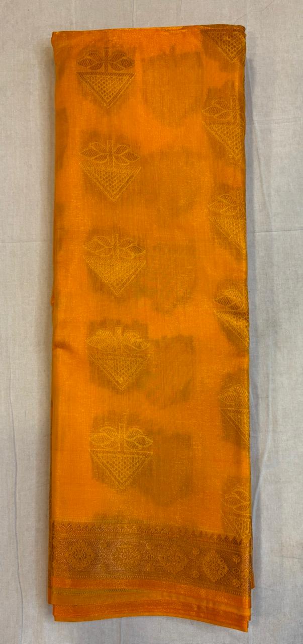 Yellow color silk saree