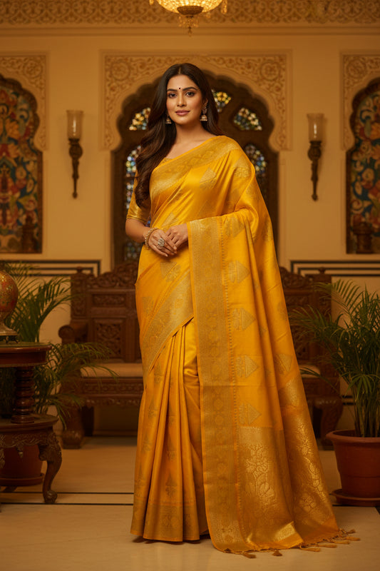 Florina Yellow Silk Saree