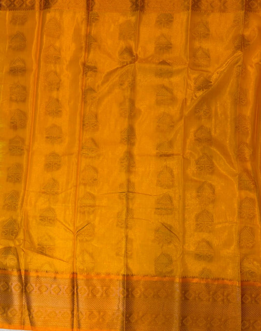 Yellow color silk saree