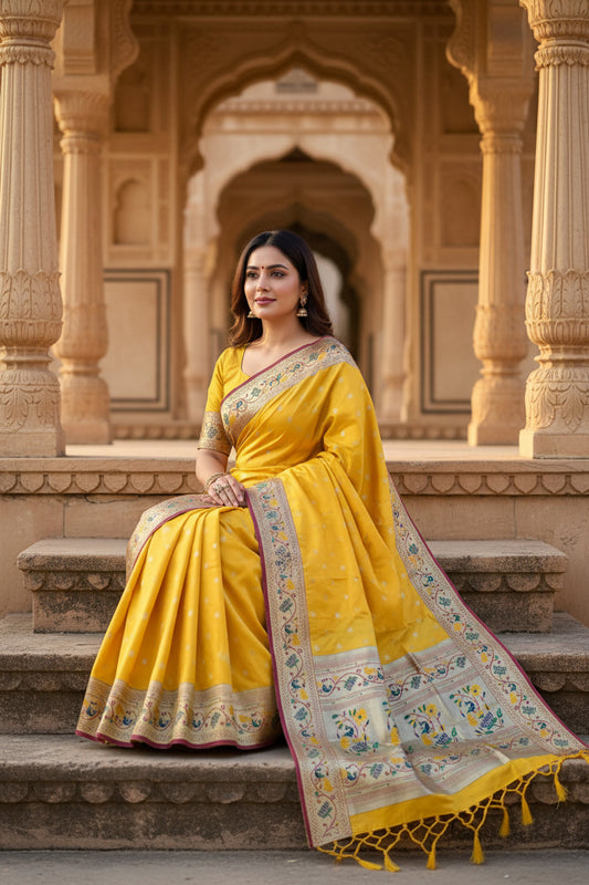 Yellow Color Paithani