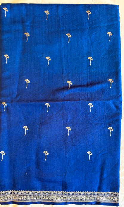 Banarasi blue chiniya silk