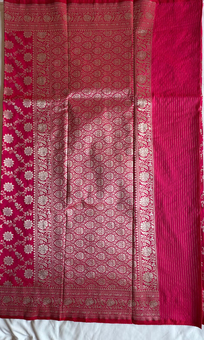 Pink Banarasi silk saree