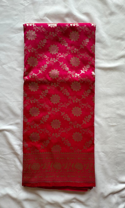Pink Banarasi silk saree