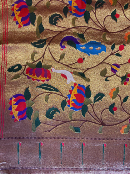 Blue Tissue silk Paithani