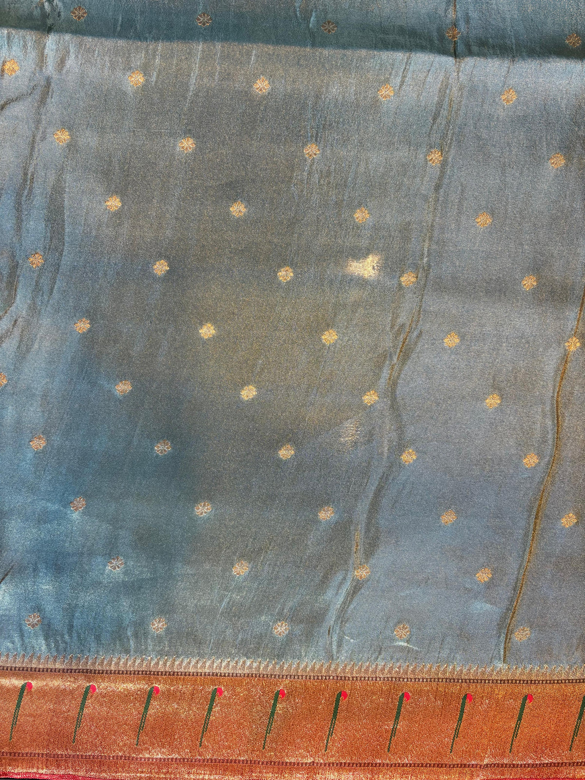 Blue Tissue silk Paithani