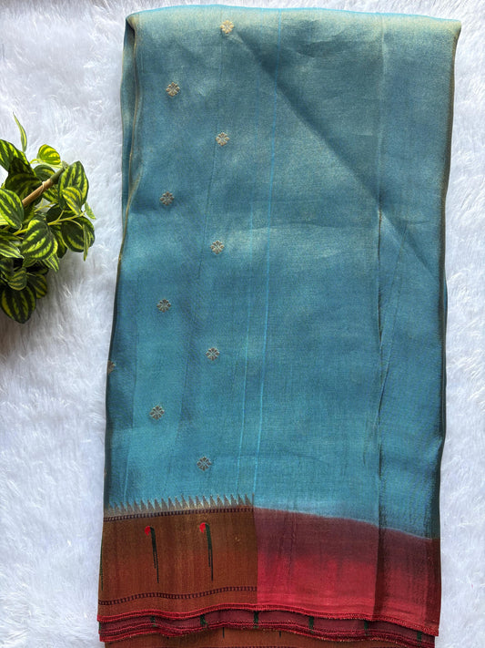 Blue Tissue silk Paithani