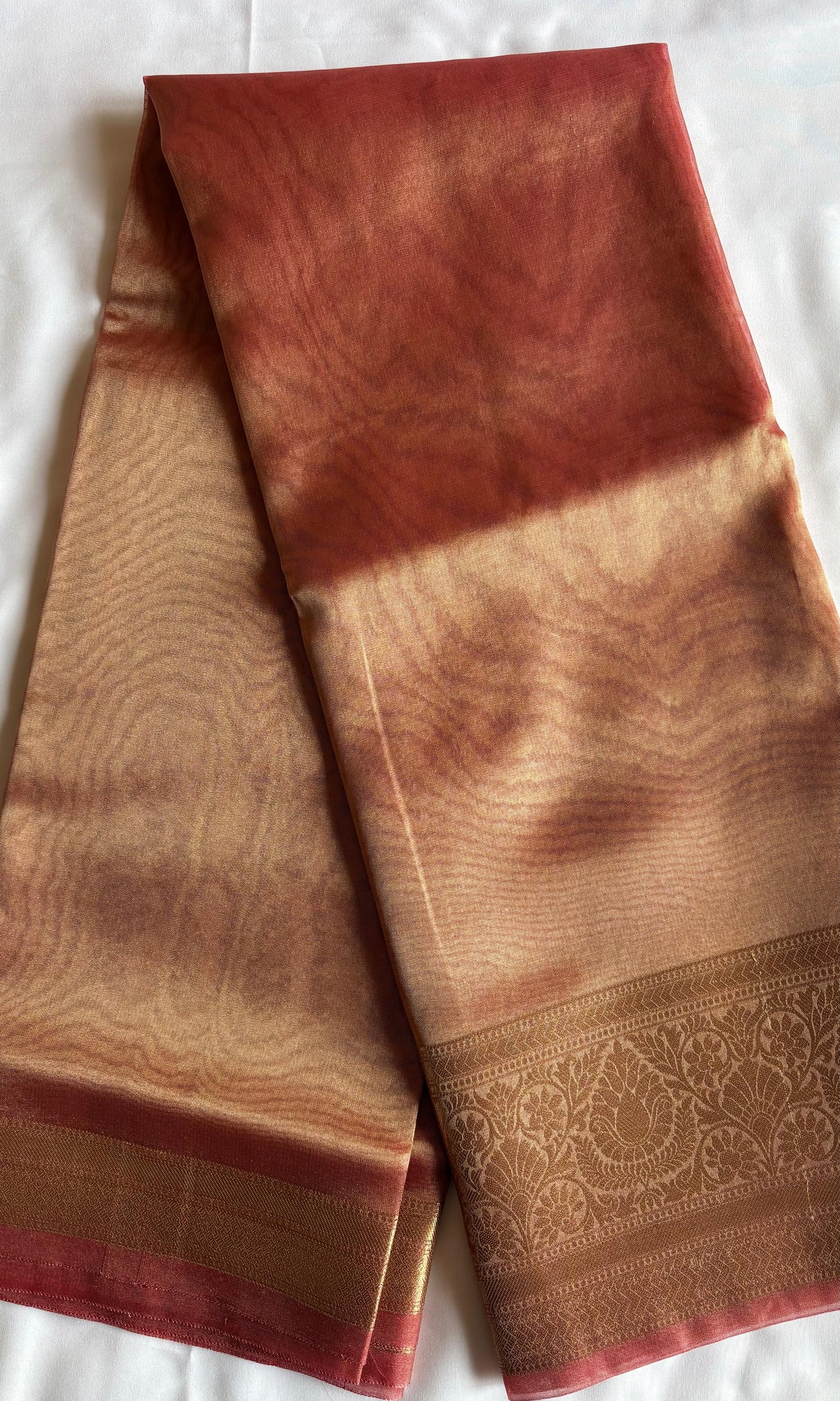 Red and Pink Tissue Saree