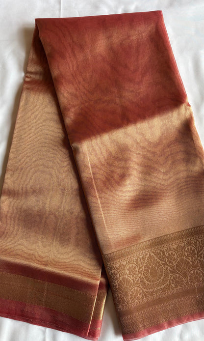 Red and Pink Tissue Saree